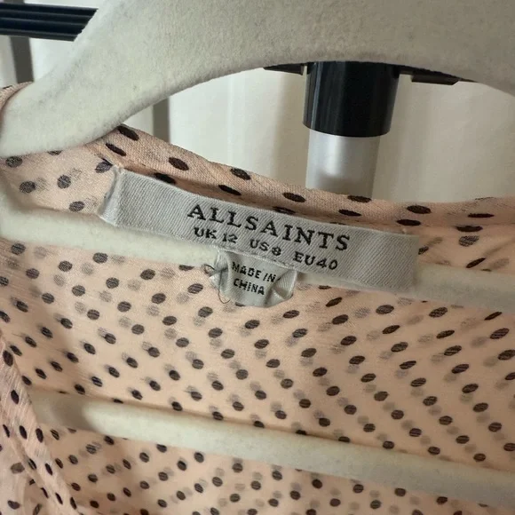 All Saints Pink Polka Dot Sheer Blouse - Picture 3 of 7
